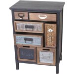 Hhg - jamais utilis] placard de pharmacien 068, commode, bois massif de sapin, vintage, patchwork 78x55x35cm ...