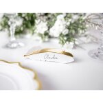 Marque - places - plume, dor�, 10, 5x3cm (1 paquet / 10 pcs. )