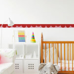 Frise d�corative adh�sive, festonn�e irr�gulier rouge et rose, motif g�om�trique, enfant, 5 cm x 300 ...