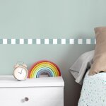 Plage - frise d�corative adh�sive, rayures, bleu et blanc, bleu canard, tendance, 5 cm x 300 cm