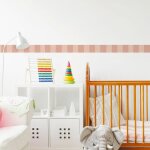 Frise décorative adhésive, rayures verticales larges, beige rosé, motif géométrique, 5 cm x 300 cm Frise décorative adhésive, rayures verticales larges, beige rosé, motif géométrique, 5 cm x 300 cm