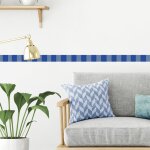 Frise d�corative adh�sive, rayures verticales larges, bleu, motif g�om�trique, 5 cm x 300 cm