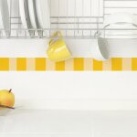 Frise d�corative adh�sive, rayures verticales larges, jaune, motif g�om�trique, 5 cm x 300 cm