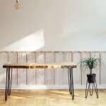 Plage - papier peint dcoup prencoll, soubassement, planches de bois blanc, imitation bois bouleau, ...