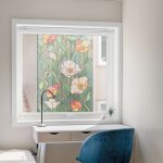 Plage - stickers d�coratifs �lectrostatique, fleurs printani�res, effet vitrail, 68 cm x 48 cm