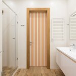 Plage - sticker porte, rayures tendance vintage peach, pantone 2024 pche, 204 cm x 83 cm