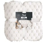 Plaid 220x240 cm - frosty, imitation fourrure et sherpa - blanc Plaid 220x240 cm - frosty, imitation fourrure et sherpa - blanc