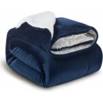 Memkey - plaid canape couverture polaire, jete de canape bleu marine 150cmx200cm