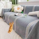 Plaid canape grande taille, jet de canap d'angle, antidrapant grand plaid pour canap xxl, chenille ...