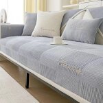 Plaid canap� gris 90x180 cm, couverture douce lavable, prot�ge canap� chaud et d�coratif