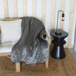 Plaid canap� en velours matelass� gris 125x160 cm