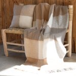 Plaid  carreaux aspect mohair beige 130x180 cm
