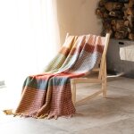 Plaid à carreaux aspect mohair doux marron clair 130x180 cm Plaid à carreaux aspect mohair doux marron clair 130x180 cm