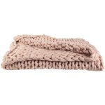 Plaid chunky 120x150cm grosse maille tresse coloris rose