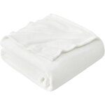 Plaid couverture polaire flanelle en microfibre, jet� de canap� 150x200 blanc, couverture lit jete de ...