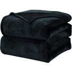Plaid couverture polaire flanelle en microfibre, jet� de canap� 150x200 noir, couverture lit jete de ...