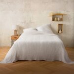 Plaid ou couvre lit 100% coton nid d?abeille blanc 125x150 cm