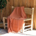 Plaid doux  franges aspect mohair terracotta 130x180 cm