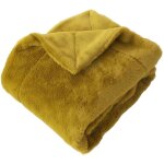 Plaid imitation fourrure double face flanelle bronze 125x150 cm