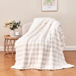 Plaid fausse fourrure style bulle ? 127x153 cm, white, ultra doux, duveteux, haute qualit�