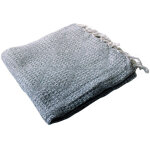 Plaid � franges en coton  dune  130x160cm gris clair