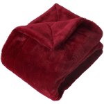 Plaid imitation fourrure double face flanelle rouge 125x150 cm