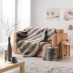 Plaid imitation fourrure - effet loup brun doubl velours marron brun 130x160 cm