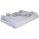 Plaid ou jete de canape coton 160 x 220 cm raye gris clair