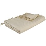 Plaid ou jete de canape coton 160 x 220 cm raye lin