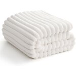 Plaid polaire 150�200 cm blanc, flanelle douce, jet� canap� grand 2 personnes