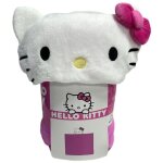Plaid polaire a capuche 3d - hello kitty - rose - 120 x 150 cm
