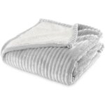 Plaid sherpa 130x170 cm gris perle - doubl� imitation mouton retourn� - tout doux et bien chaud