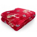 Plaid sherpa cerf rouge ? couverture molletonnée en cuir d'agneau doux style tyrolien ? dos taupe, imprimé ... Plaid sherpa cerf rouge ? couverture molletonnée en cuir d'agneau doux style tyrolien ? dos taupe, imprimé ...