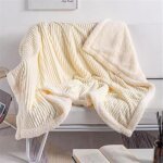 Plaid sherpa ray� enfant / adulte, polaire douce et moelleuse, literie hiver pour salon / camping / voyage, ...