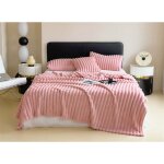 Plaid en velours c�tel� �pais rose 150x 200 cm carino