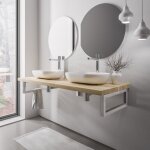 Bernstein - plan de toilette sous vasque chne massif 140x52x18cm (lxpxh) + 2 portes serviette chrome ...