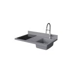 Plan de travail monobloc planiquartz avec vier - 100 cm - cromo - vier  droite - plaque de cuisson ...