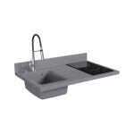 Plan de travail monobloc planiquartz avec �vier - 100 cm - cromo - �vier � gauche - plaque de cuisson ...