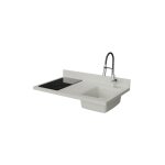 Plan de travail monobloc planiquartz avec vier - 100 cm - snova - vier  droite - plaque de cuisson ...