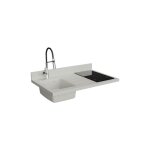 Plan de travail monobloc planiquartz avec vier - 100 cm - snova - vier  gauche - plaque de cuisson ...