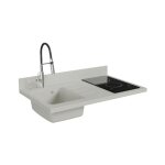 Plan de travail monobloc planiquartz avec �vier - 100 cm - snova - �vier � gauche - plaque de cuisson ...