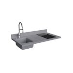 Plan de travail monobloc planiquartz avec vier - 120 cm - cromo - vier  gauche - plaque de cuisson ...
