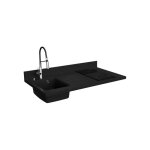 Plan de travail monobloc planiquartz avec vier - 120 cm - nero - vier  gauche - plaque de cuisson ...