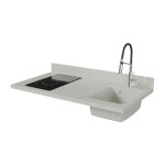 Plan de travail monobloc planiquartz avec �vier - 120 cm - snova - �vier � droite - plaque de cuisson ...