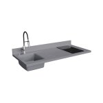 Plan de travail monobloc planiquartz avec vier - 140 cm - cromo - vier  gauche - plaque de cuisson ...