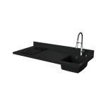 Plan de travail monobloc planiquartz avec évier - 140 cm - nero - évier à droite - plaque de cuisson ... Plan de travail monobloc planiquartz avec évier - 140 cm - nero - évier à droite - plaque de cuisson ...