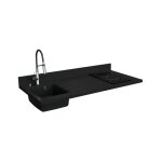 Plan de travail monobloc planiquartz avec �vier - 140 cm - nero - �vier � gauche - plaque de cuisson ...