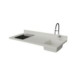 Plan de travail monobloc planiquartz avec �vier - 140 cm - snova - �vier � droite - plaque de cuisson ...