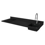 Plan de travail monobloc planiquartz avec évier - 180 cm - nero - évier à droite - plaque de cuisson ... Plan de travail monobloc planiquartz avec évier - 180 cm - nero - évier à droite - plaque de cuisson ...