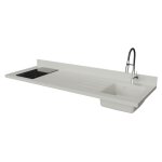 Plan de travail monobloc planiquartz avec évier - 180 cm - snova - évier à droite - plaque de cuisson ... Plan de travail monobloc planiquartz avec évier - 180 cm - snova - évier à droite - plaque de cuisson ...